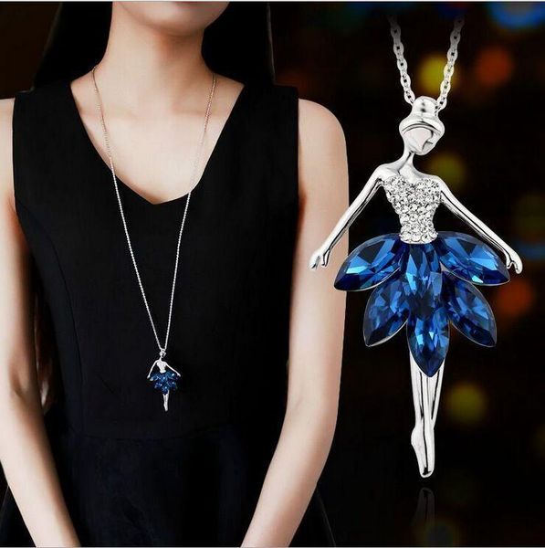 pendant necklaces 1pc fashion crystal ballet girl charm long jewelry women's necklace sweater chain 2021 winter anniversary gift, Silver
pendant necklaces 1pc fashion crystal ballet girl charm long jewelry women's necklace sweater chain 2021 winter anniversary gift, Silver