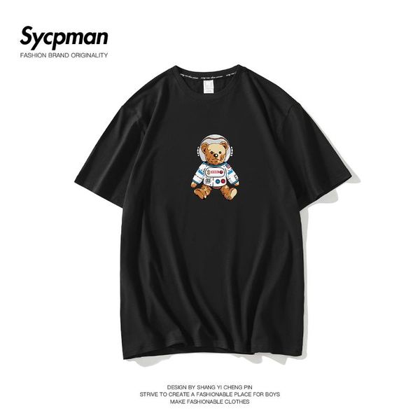 men's t-shirts modal t-shirt short sleeve bear print summer breathable casual top, White;black
men's t-shirts modal t-shirt short sleeve bear print summer breathable casual top, White;black