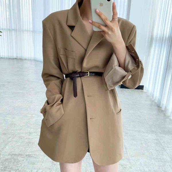 women's suits & blazers korean female style work wear jacket big loose single breasted blazer with belt 7fkd, White;black
women's suits & blazers korean female style work wear jacket big loose single breasted blazer with belt 7fkd, White;black