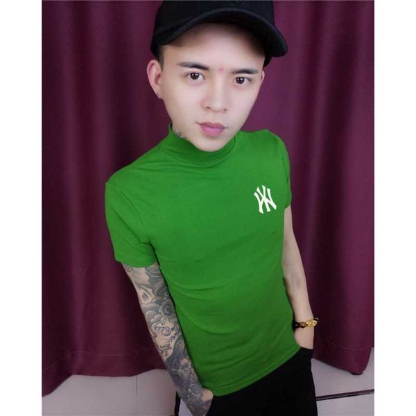 w0536 same half sleeve t-shirt slim bottomed shirt social spirit half high collar men's fashion trend, White;black
w0536 same half sleeve t-shirt slim bottomed shirt social spirit half high collar men's fashion trend, White;black