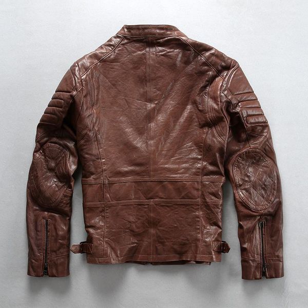 fit motorcycle slim jacket men brown plant tanning goat skin leather tight biker for casual moto men's & faux, Black
fit motorcycle slim jacket men brown plant tanning goat skin leather tight biker for casual moto men's & faux, Black