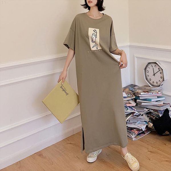 summer dress laconic short sleeve women cami vestidos robe elbise fashion split long, White
summer dress laconic short sleeve women cami vestidos robe elbise fashion split long, White