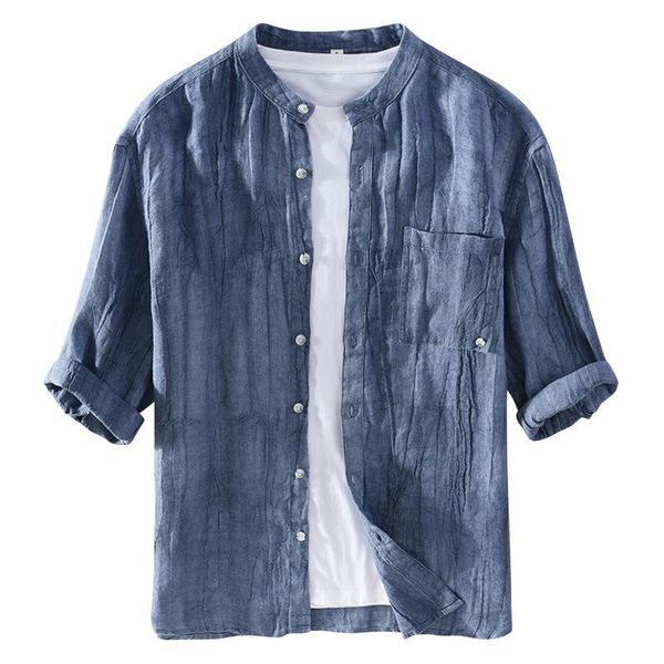 men's casual shirts summer linen three-quarter-sleeved shirt loose for men, White;black
men's casual shirts summer linen three-quarter-sleeved shirt loose for men, White;black