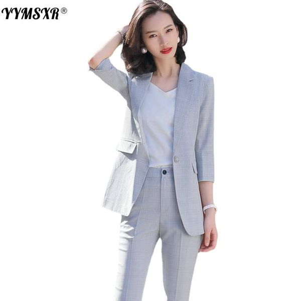 women's two piece pants s-4xl large size office suit 2021 spring and autumn plaid ladies jacket high waist nine-point quality, White
women's two piece pants s-4xl large size office suit 2021 spring and autumn plaid ladies jacket high waist nine-point quality, White
