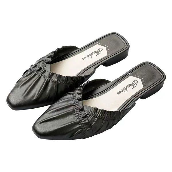 women low cool slippers pointed toe flats bottom fashion summer drag sandals woman's baotou lazy casual mules shoes, Black
women low cool slippers pointed toe flats bottom fashion summer drag sandals woman's baotou lazy casual mules shoes, Black