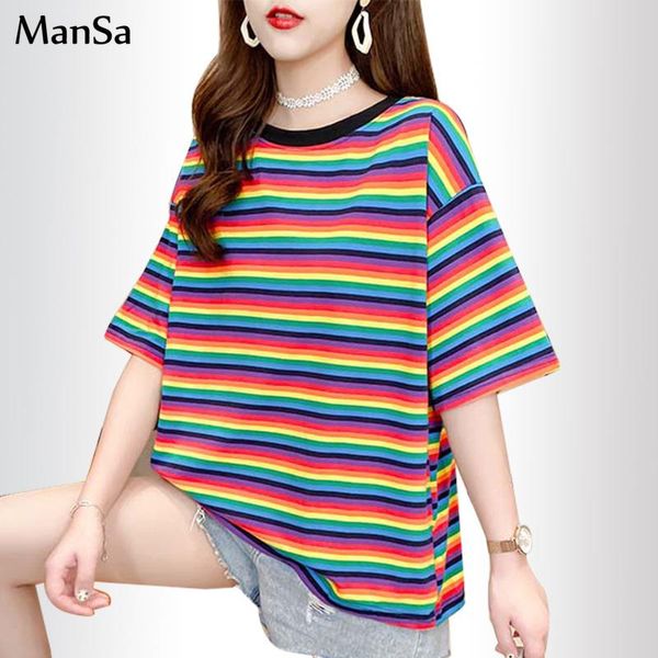 women's t-shirt harajuku vintage t shirt kawaii girlfriends rainbow stripe t-shirts summer korean women casual oversized short sleeve f, White
women's t-shirt harajuku vintage t shirt kawaii girlfriends rainbow stripe t-shirts summer korean women casual oversized short sleeve f, White