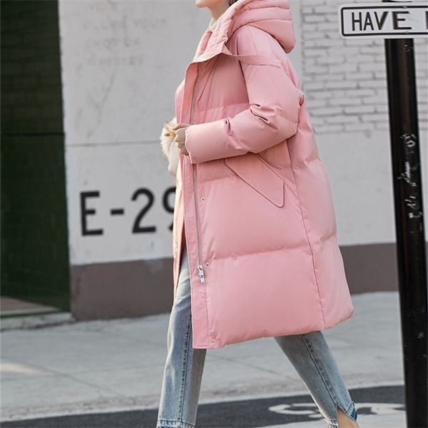 winter 90% white duck down coat elegant solid loose hooded female mid long 11930404 210527, Black
winter 90% white duck down coat elegant solid loose hooded female mid long 11930404 210527, Black