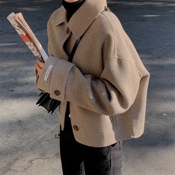 fashion autumn lapel single breasted solid coat women short loose casual streetwear manteau femme 211020, Black
fashion autumn lapel single breasted solid coat women short loose casual streetwear manteau femme 211020, Black