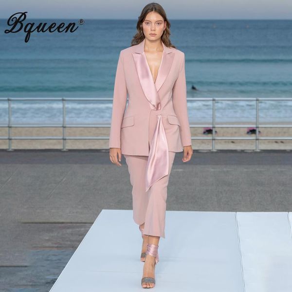 women's suits & blazers bqueen 2021 fashion business pant set turndown collar sashes formal women ol elegant skinny cut out sets, White;black
women's suits & blazers bqueen 2021 fashion business pant set turndown collar sashes formal women ol elegant skinny cut out sets, White;black