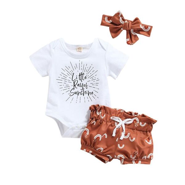 clothing sets 3 pcs baby girls summer outfits letter print short sleeve round neck romper rainbow pattern shorts with drawstring headband, White
clothing sets 3 pcs baby girls summer outfits letter print short sleeve round neck romper rainbow pattern shorts with drawstring headband, White