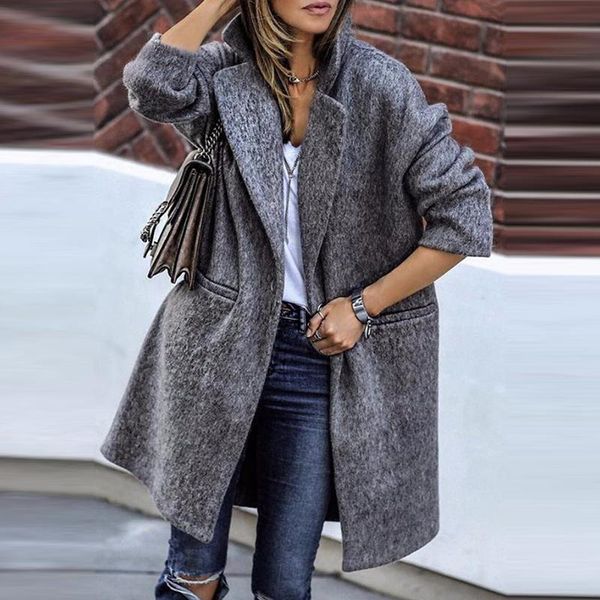 women's wool & blends 2021 autumn winter ladies woolen coat casual solid long sleeve pockets women outwear elegant turn-down collar gr, Black
women's wool & blends 2021 autumn winter ladies woolen coat casual solid long sleeve pockets women outwear elegant turn-down collar gr, Black
