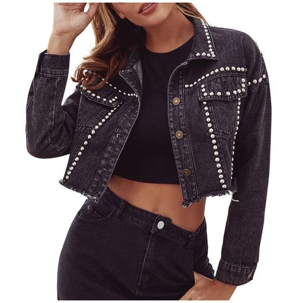 women's jackets jacket women 2021 autumn hand rivet studded denim loose outwear female students casual short jeans coats #, Black;brown
women's jackets jacket women 2021 autumn hand rivet studded denim loose outwear female students casual short jeans coats #, Black;brown