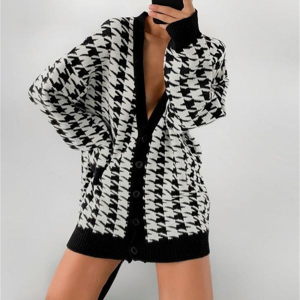women's knits & tees 2021 sweater fashion europe america loose casual v-neck houndstooth long sleeve single-breasted color contrast kni, White
women's knits & tees 2021 sweater fashion europe america loose casual v-neck houndstooth long sleeve single-breasted color contrast kni, White
