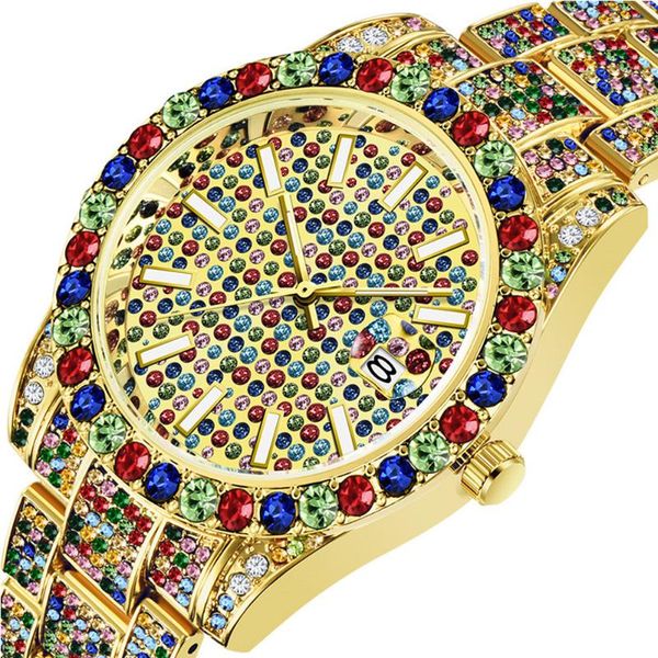 wristwatches gold men's watch hip hop man fashion waterproof stainless steel quartz wrist watches full iced out rainbow diamond, Slivery;brown
wristwatches gold men's watch hip hop man fashion waterproof stainless steel quartz wrist watches full iced out rainbow diamond, Slivery;brown