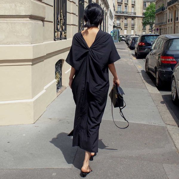 loose and plus-sized batwing sleeve black dresses backless bow bf style solid casual split knee-length dress women 210615, Black;gray
loose and plus-sized batwing sleeve black dresses backless bow bf style solid casual split knee-length dress women 210615, Black;gray