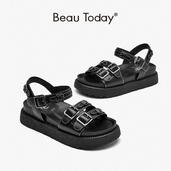 beautoday chunky sandals women cow leather platform flats ankle buckle straps ladies summer beach casual shoes handmade 38153, Black
beautoday chunky sandals women cow leather platform flats ankle buckle straps ladies summer beach casual shoes handmade 38153, Black