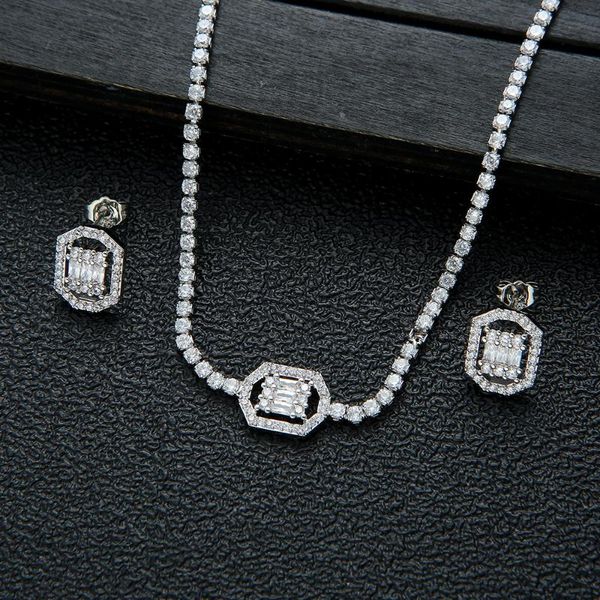 earrings & necklace luxury tennis chian square earring set for women full cubic zircon wedding bridal dubai dangle hxs006, Silver
earrings & necklace luxury tennis chian square earring set for women full cubic zircon wedding bridal dubai dangle hxs006, Silver