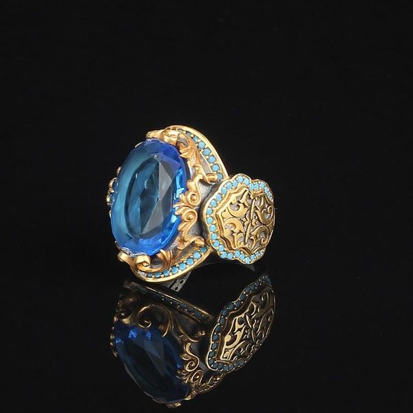 cluster rings 925 sterling silver antique ring with oval raw blue z gemstone for men handmade vintage made in turkey, Golden;silver
cluster rings 925 sterling silver antique ring with oval raw blue z gemstone for men handmade vintage made in turkey, Golden;silver