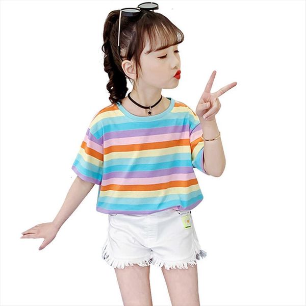 childrens t shirts rainbow stirped girls summer casual style child shirt o neck clothing 6 8 10 12 14, Blue
childrens t shirts rainbow stirped girls summer casual style child shirt o neck clothing 6 8 10 12 14, Blue
