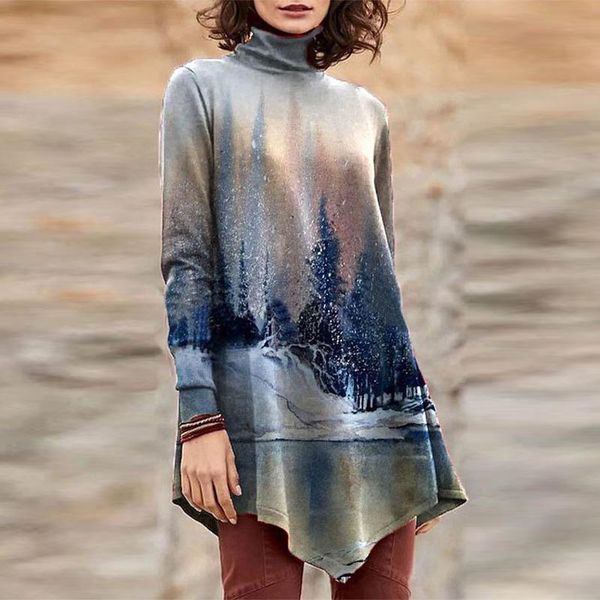 women's blouses & shirts casual long sleeve streetwear blusas fashion pattern print irregular blouse shirt autumn women turtleneck loos, White
women's blouses & shirts casual long sleeve streetwear blusas fashion pattern print irregular blouse shirt autumn women turtleneck loos, White