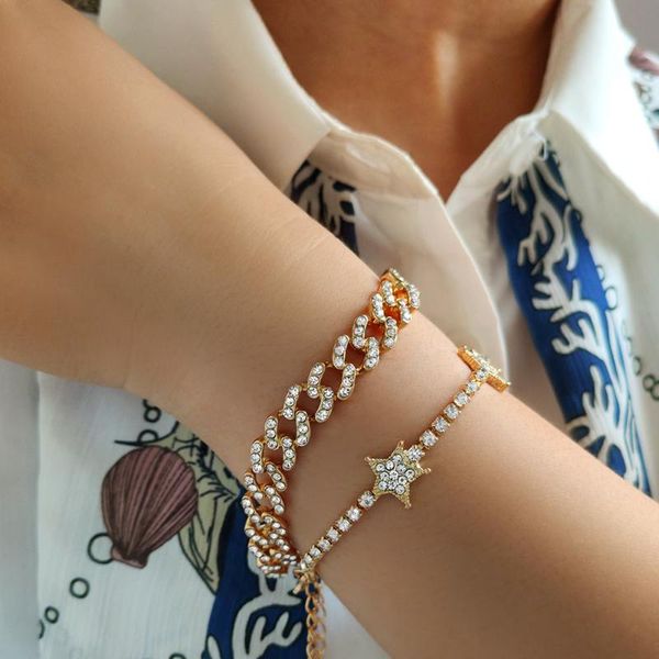 link, chain flatfoosie 2pcs/set iced out cuban link bracelets for women hip hop bling rhinestone star charm bracelet punk jewlery gift, Black
link, chain flatfoosie 2pcs/set iced out cuban link bracelets for women hip hop bling rhinestone star charm bracelet punk jewlery gift, Black