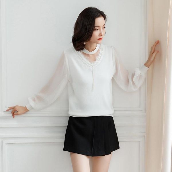 spring thin linen shirts women knit female solid v-neck cool blouse long chiffon sleeve women's blouses, White
spring thin linen shirts women knit female solid v-neck cool blouse long chiffon sleeve women's blouses, White