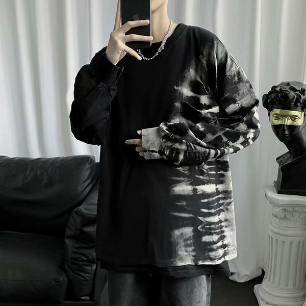mens sweater spring and autumn men's jacket korean fashion loose sweater ins round neck hoodless handsome tie dyed bottomed shirt, Black
mens sweater spring and autumn men's jacket korean fashion loose sweater ins round neck hoodless handsome tie dyed bottomed shirt, Black