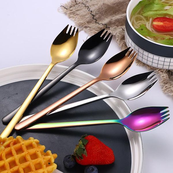 spoons cathylin salad spoon fork multi-function stainless steel colorful dinnerware fruit instant noodles flatware ot19050 
spoons cathylin salad spoon fork multi-function stainless steel colorful dinnerware fruit instant noodles flatware ot19050
