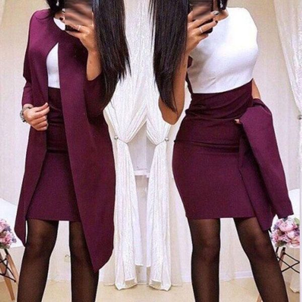 long blazer jackets sheath o-neck mini dress formal suits women office wear 2 piece female sets vestido 2021 work dresses, White;black
long blazer jackets sheath o-neck mini dress formal suits women office wear 2 piece female sets vestido 2021 work dresses, White;black