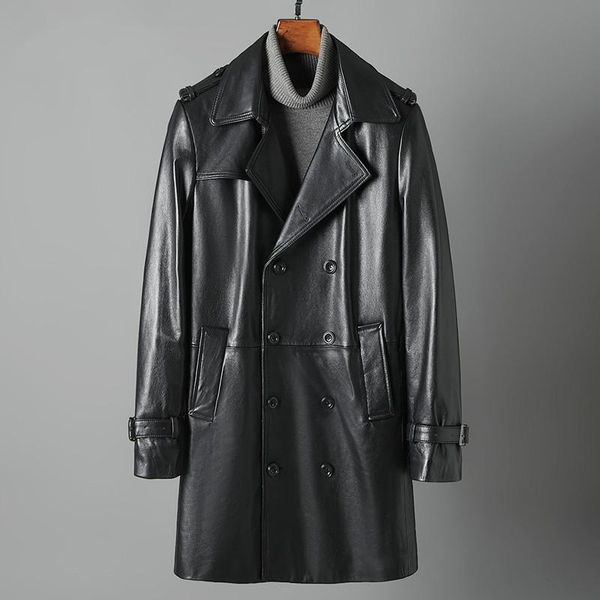 genuine leather clothes mens first layer cowhide trench coat long slim fit business jacket men's & faux, Black
genuine leather clothes mens first layer cowhide trench coat long slim fit business jacket men's & faux, Black