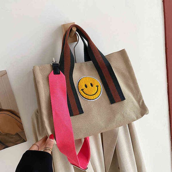 shopping bags cute smile large-capacity canvas tote casual shoulder hand-held messenger handbags for women designer luxury 220307
shopping bags cute smile large-capacity canvas tote casual shoulder hand-held messenger handbags for women designer luxury 220307