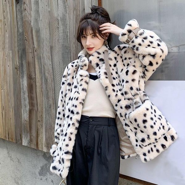 women's fur & faux women 2021 winter fashion stand collar leopard coats female warm outwears ladies loose fake jackets q551, Black
women's fur & faux women 2021 winter fashion stand collar leopard coats female warm outwears ladies loose fake jackets q551, Black