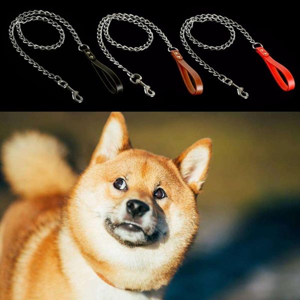 dog collars & leashes pet leash lead heavy duty bite proof chain training leather handle
dog collars & leashes pet leash lead heavy duty bite proof chain training leather handle
