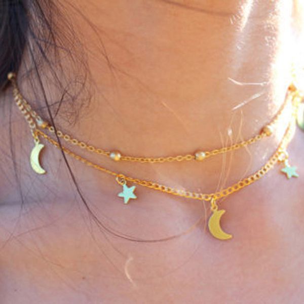 fashion necklace punk necklace gold/silver color simple double moon star short necklace acero inoxidable mujer
fashion necklace punk necklace gold/silver color simple double moon star short necklace acero inoxidable mujer