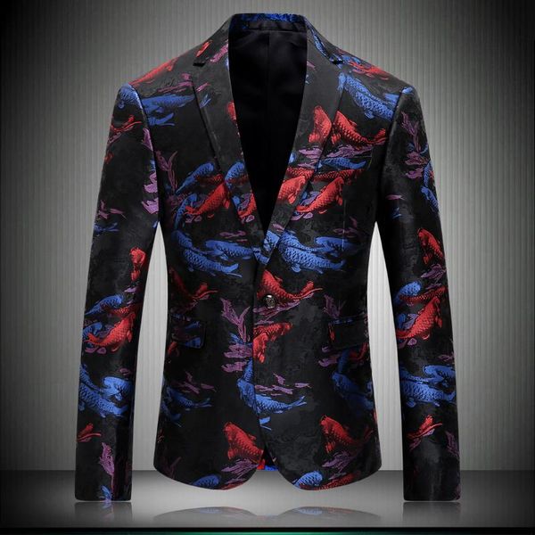 men's suits & blazers casual blazer men 2021 spring autumn slim fit mens printed chinese fish brand party prom stage wear 8650, White;black
men's suits & blazers casual blazer men 2021 spring autumn slim fit mens printed chinese fish brand party prom stage wear 8650, White;black