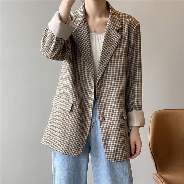 women's suits & blazers korean plaid print casual spring autumn 2021 loose single-breasted notched collar long sleeve suit jacket chaqu, White;black
women's suits & blazers korean plaid print casual spring autumn 2021 loose single-breasted notched collar long sleeve suit jacket chaqu, White;black