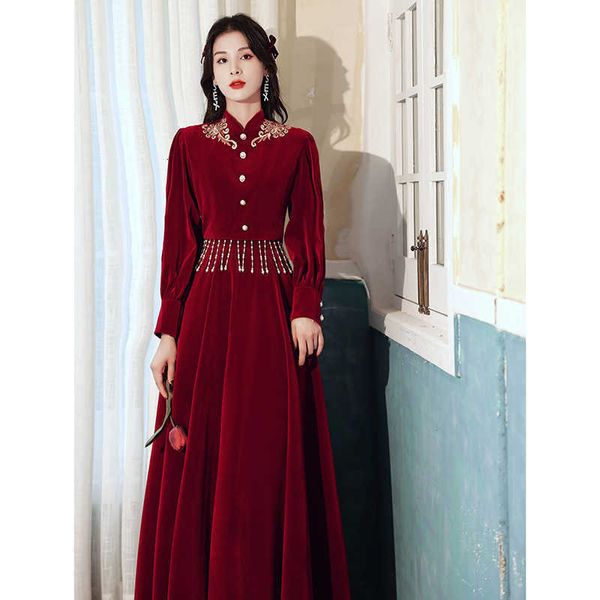 luxury evening dress toast bride 2021 autumn and winter veet sleeved wedding engagement can wear thickened long style at ordinary tim, Black;gray
luxury evening dress toast bride 2021 autumn and winter veet sleeved wedding engagement can wear thickened long style at ordinary tim, Black;gray