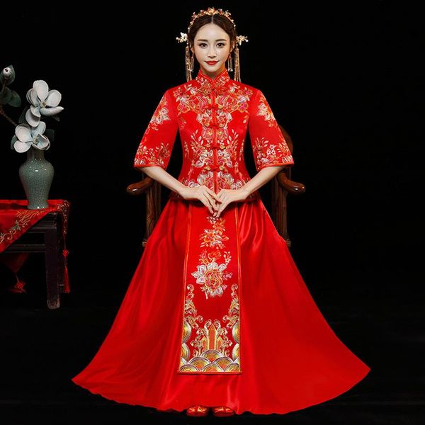 ethnic clothing women cheongsams chinese traditional wedding dress embroidery loose cheongsam red qipao long oriental evening dresses
ethnic clothing women cheongsams chinese traditional wedding dress embroidery loose cheongsam red qipao long oriental evening dresses