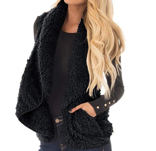women's vests winter warm plush vest fur fleece pockets waistcoat loose coat, Black;white
women's vests winter warm plush vest fur fleece pockets waistcoat loose coat, Black;white