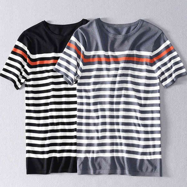 t shirt summer men's short sleeve rainbow stripe half korean fashion loose brand hair, White;black
t shirt summer men's short sleeve rainbow stripe half korean fashion loose brand hair, White;black