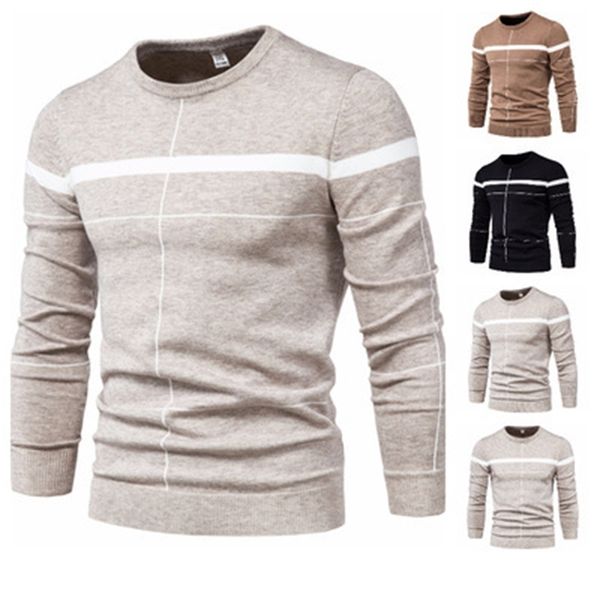 fashion sweater 2021 autumn men's stripe stitching casual round neck t-shirt coat m19, White;black
fashion sweater 2021 autumn men's stripe stitching casual round neck t-shirt coat m19, White;black