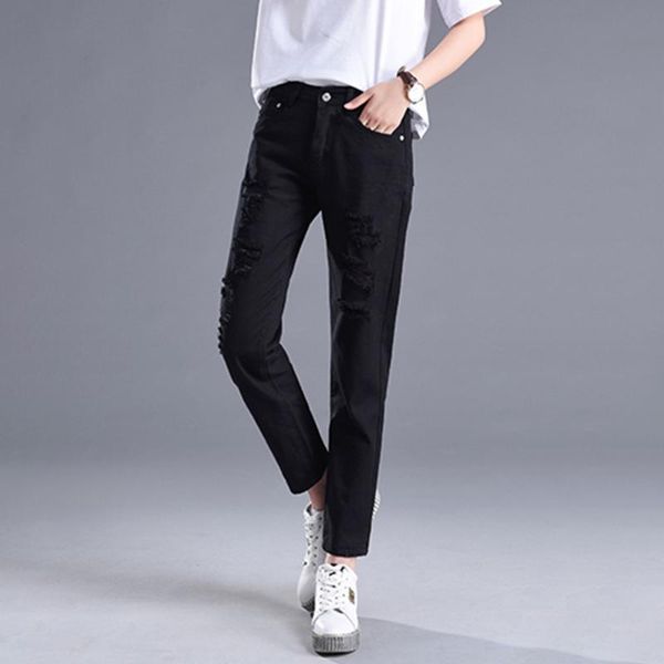ninth frayed design slim daily spring autumn loose travel women jeans shopping solid casual hole turned edge pencil pants women's, Blue
ninth frayed design slim daily spring autumn loose travel women jeans shopping solid casual hole turned edge pencil pants women's, Blue