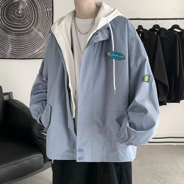 men's jackets spring and autumn korean style versatile fake two pieces hooded jacket loose japanese fashion workwear, Black;brown
men's jackets spring and autumn korean style versatile fake two pieces hooded jacket loose japanese fashion workwear, Black;brown