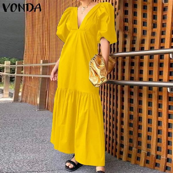 party dresses summer sundress women vintage ruffled long maxi dress vonda 2021 v neck puff sleeve zipper robe femme bohemian vestidos, White;black
party dresses summer sundress women vintage ruffled long maxi dress vonda 2021 v neck puff sleeve zipper robe femme bohemian vestidos, White;black