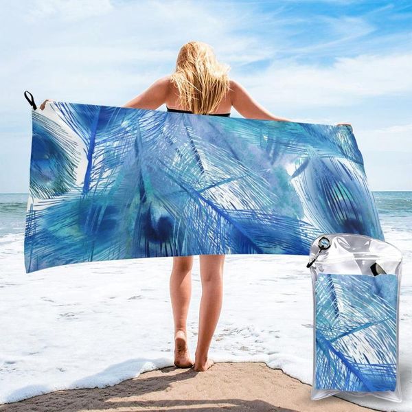 towel bath blue feather pattern quick dry large thin absorbent soft for home travel camping swimming beach sport 
towel bath blue feather pattern quick dry large thin absorbent soft for home travel camping swimming beach sport