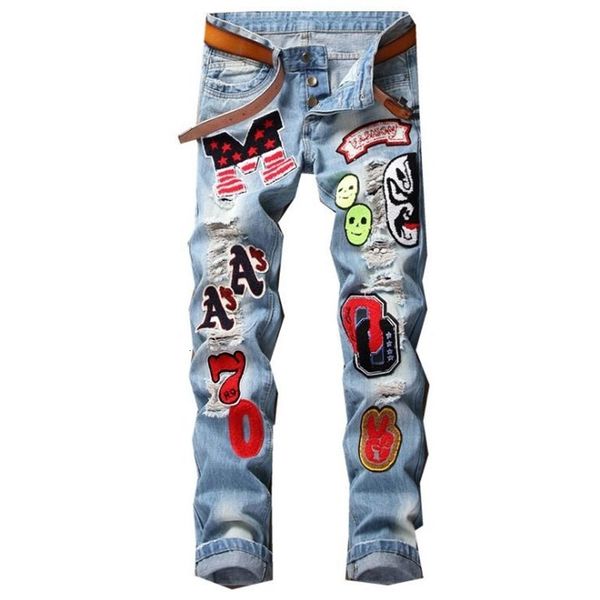 men's jeans men's bae patches slim fit embroidered ripped skull printing male denim trousers middle waist staight pant j3133 919y, Blue
men's jeans men's bae patches slim fit embroidered ripped skull printing male denim trousers middle waist staight pant j3133 919y, Blue