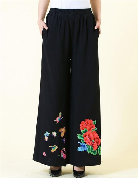 women's pants & capris wide leg for women plus size ealstic waist cotton linen casual national trend chinese style embroidery jzn0802, Black;white
women's pants & capris wide leg for women plus size ealstic waist cotton linen casual national trend chinese style embroidery jzn0802, Black;white