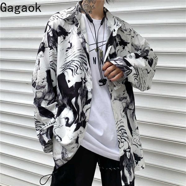 women streetwear blouse spring autumn turn-down collar cartoon loose retro casual wild female fashion korean shirts 210531, White
women streetwear blouse spring autumn turn-down collar cartoon loose retro casual wild female fashion korean shirts 210531, White