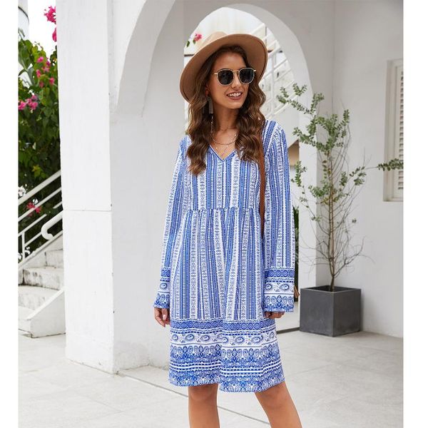 europe and america 2021 spring summer women dress female fashion loose print v neck elegant long sleeve casual dresses, Black;gray
europe and america 2021 spring summer women dress female fashion loose print v neck elegant long sleeve casual dresses, Black;gray