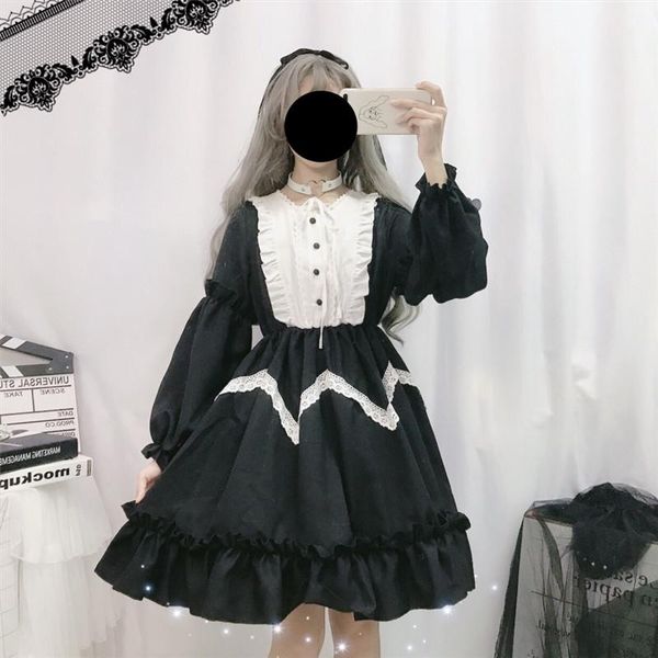 lolita dresses women cute lantern sleeve japanese style sweet girl dress mini black blue patchwork a-line summer dressses casual, Black;gray
lolita dresses women cute lantern sleeve japanese style sweet girl dress mini black blue patchwork a-line summer dressses casual, Black;gray